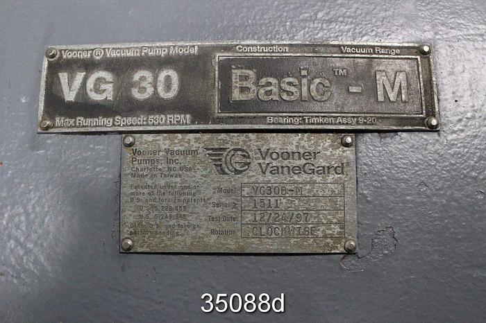 Used Vooner VG30 B-M Vacuum Pump #35088