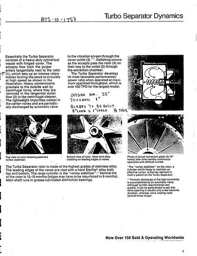 Used Voith ATS10 Turboseparator, 6 Mm Extraction Plate Hole Size #15905