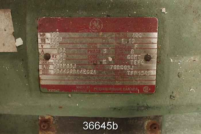 Used General Electric 150 Hp Ac Motor, 575 Volt, 1780 Rpm #36645