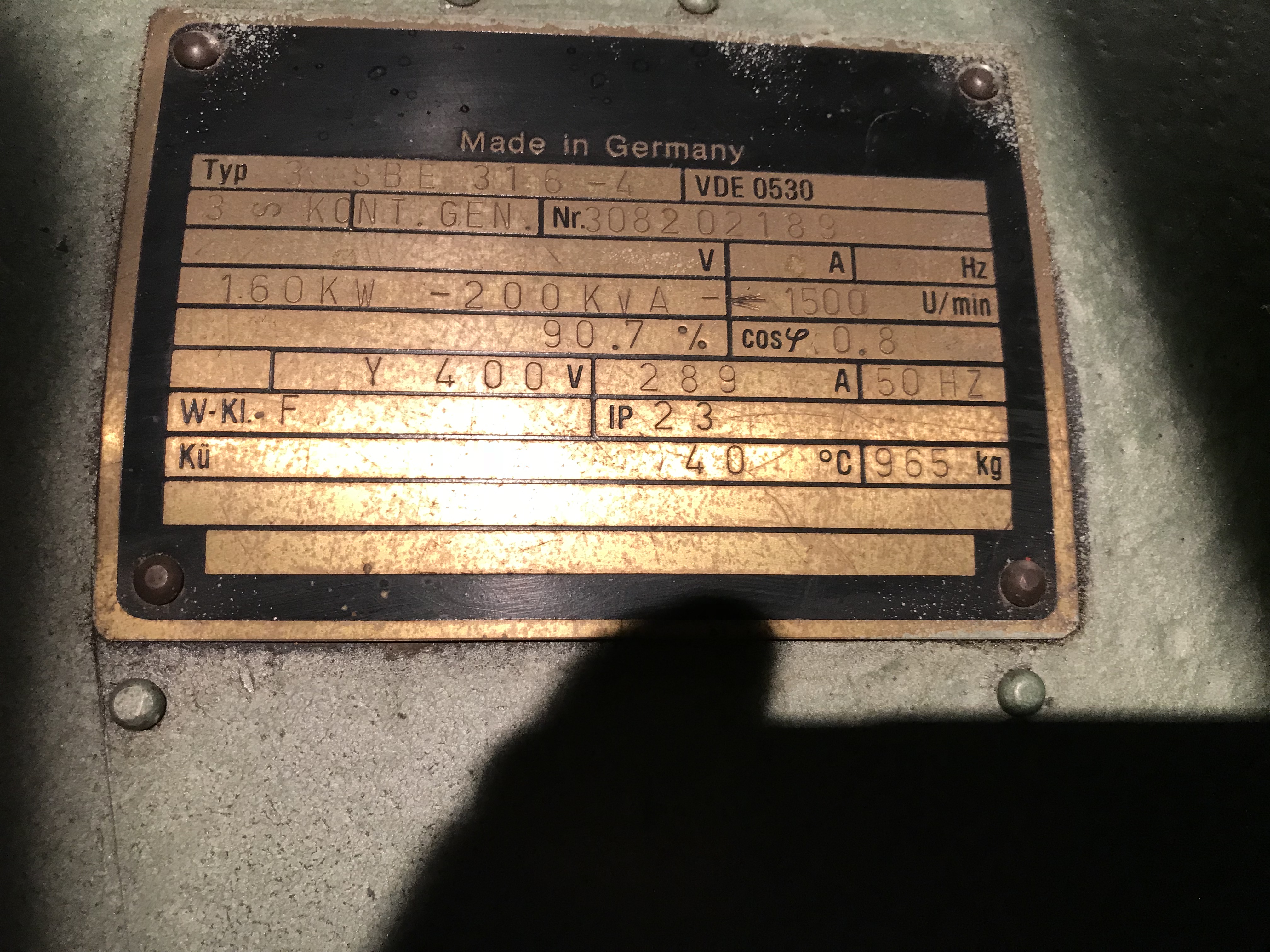 Used 1984 DAF DKS1160A / GEN.SET 200 KVA