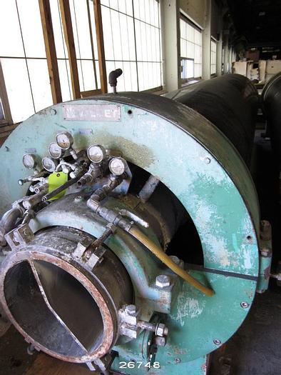 Used Valmet  Rubber Covered Suction Couch Roll, 45" Diameter, 184" Drilled Width,  202.75" Face, 232.75" Mounting Centerlines.  0.25" Hole Diameter. #26748