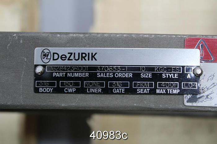 Unused Dezurik 10" Hand Operated Knife Gate Valve #40983