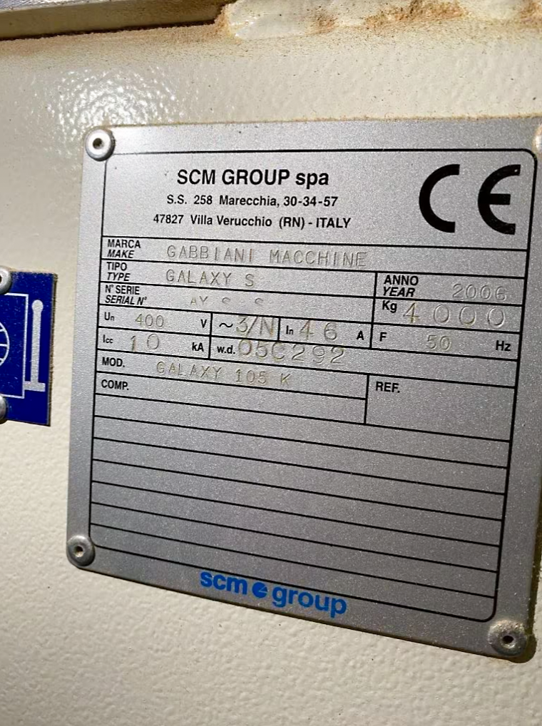 Used SCM Gabbiani Galaxy 105 - Panel Saw - 2006
