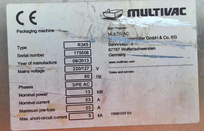 Used Multivac Packager; Md#R-245
