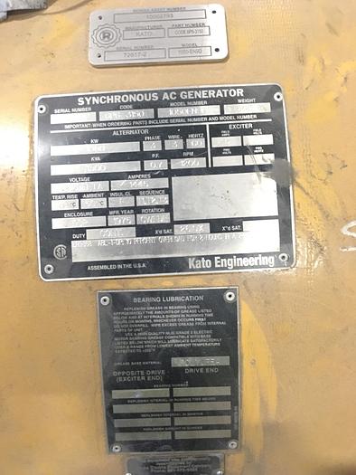 Used KATO GENERATOR END Model: 1050EN9D 1200 RPM 600 VOLT