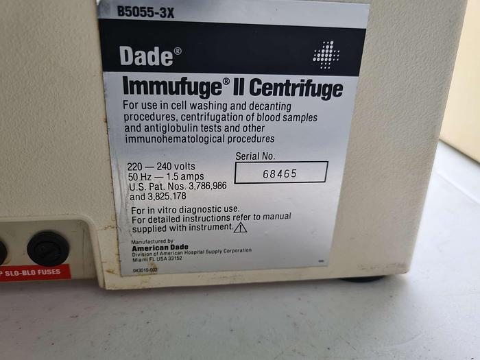 Used Dade Immufuge II Centrifuge