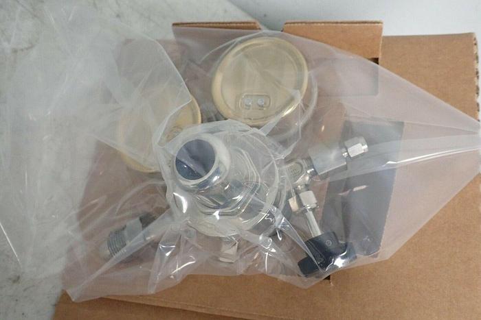 Used AIRGAS Shimadzu Regulator for GC (He, Ar, N2) 2-stg Reg 0-100 Psig 1/8” SS Comp