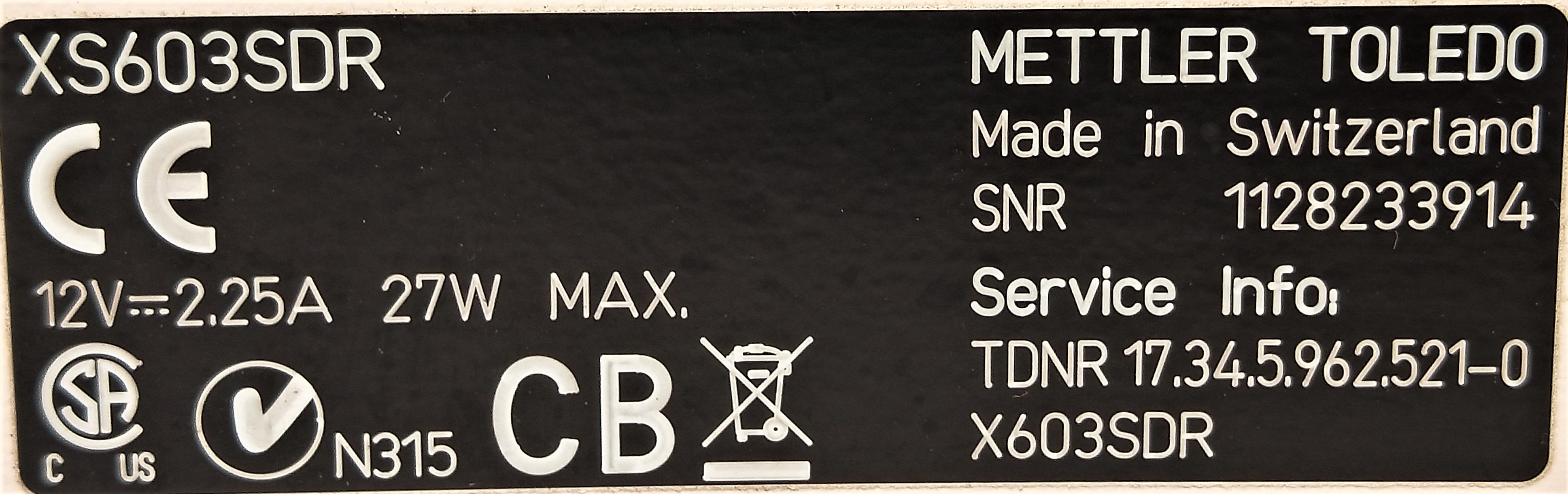 Used Mettler Toledo XS603SDR Delta-Range Analytical Balance (120g x 0.0001g / 610g x 0.001g)