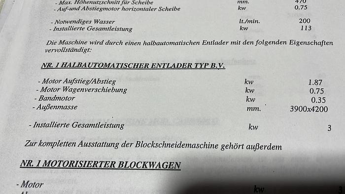 Gebraucht 1996 Bombieri Venturi Taglia Blocchi für Granit