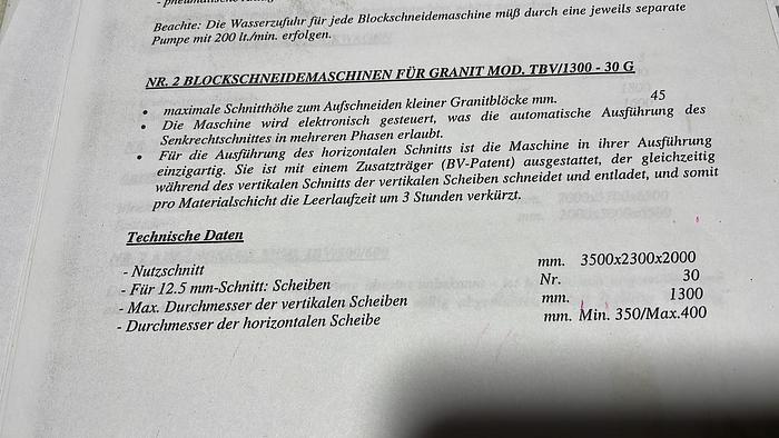Gebraucht 1996 Bombieri Venturi Taglia Blocchi für Granit