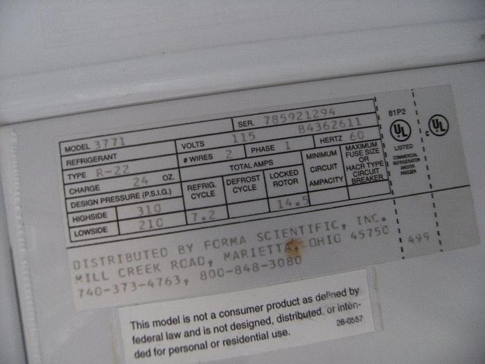 Used Refrig, Cooler, 25" x 28.5" x 60", R-22, Forma Scientific #S740421