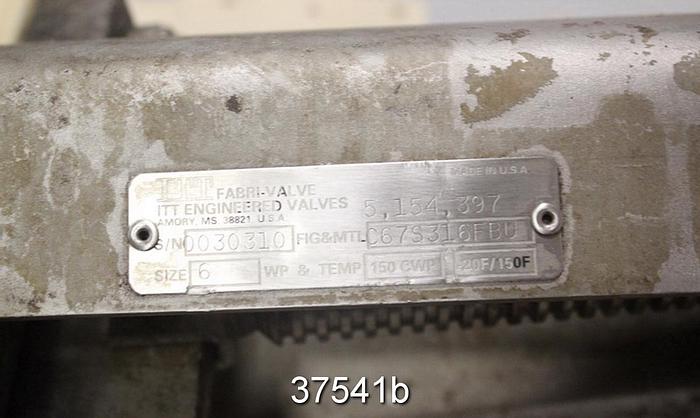Used Fabri 6" Hand Operated Knife Gate Valve, C67S316FBU #37541
