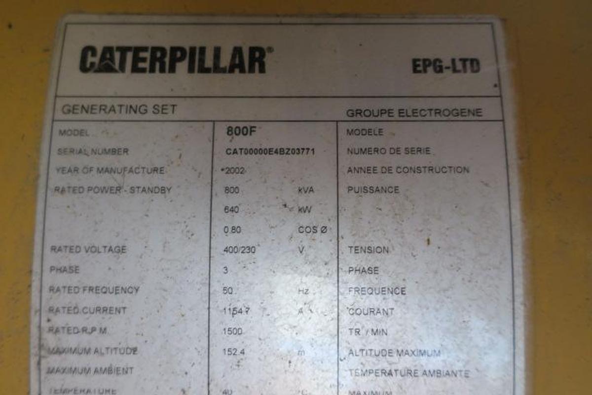 Used 2002 Caterpillar 800F - 800/880 KVA