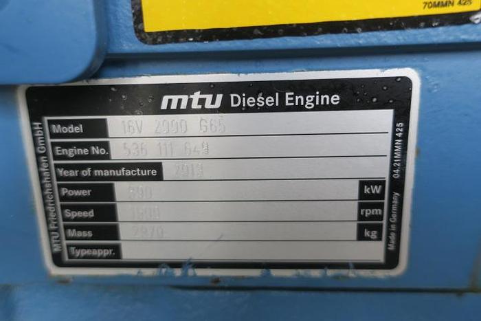 Used 2013 MTU 16V2000G65 - 1000/1100 KVA