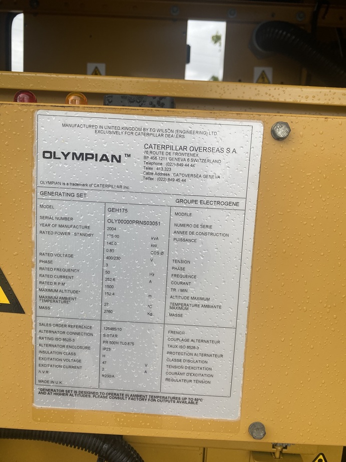 Used 2004 Caterpillar GEH175 - 160/175 KVA