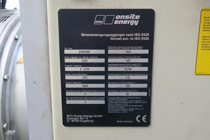 Used 2012 MTU 8V4000L63