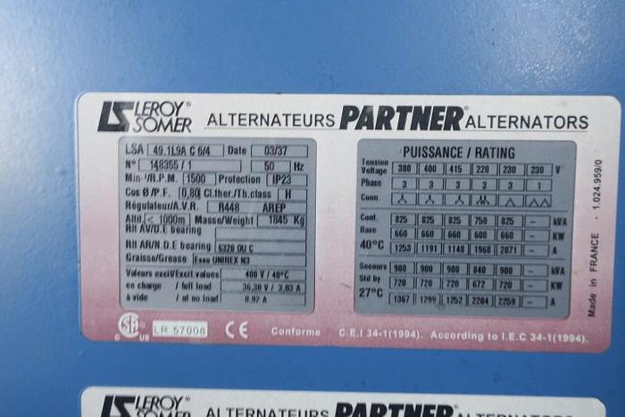 Used 2003 MTU 16V2000 - 825 KVA