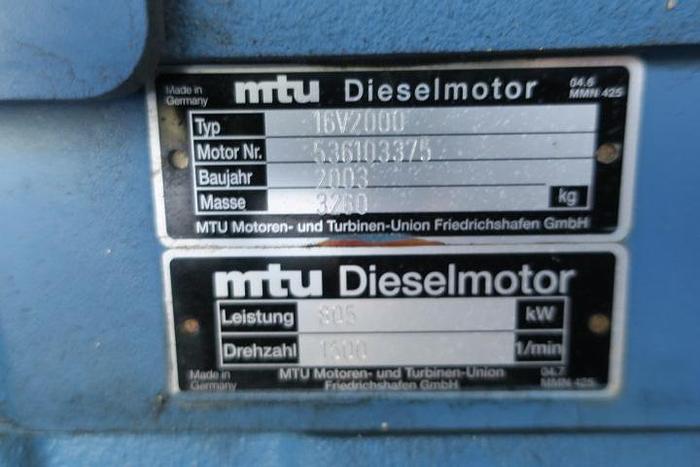 Used 2003 MTU 16V2000 - 825 KVA