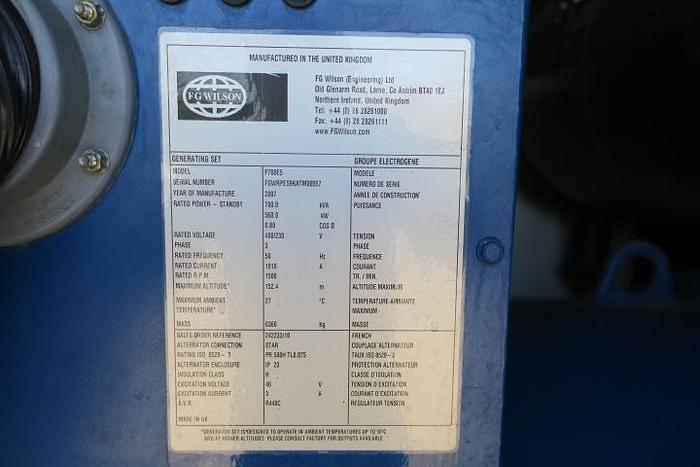 Used 2007 FG Wilson P700E5 - 650/700 KVA