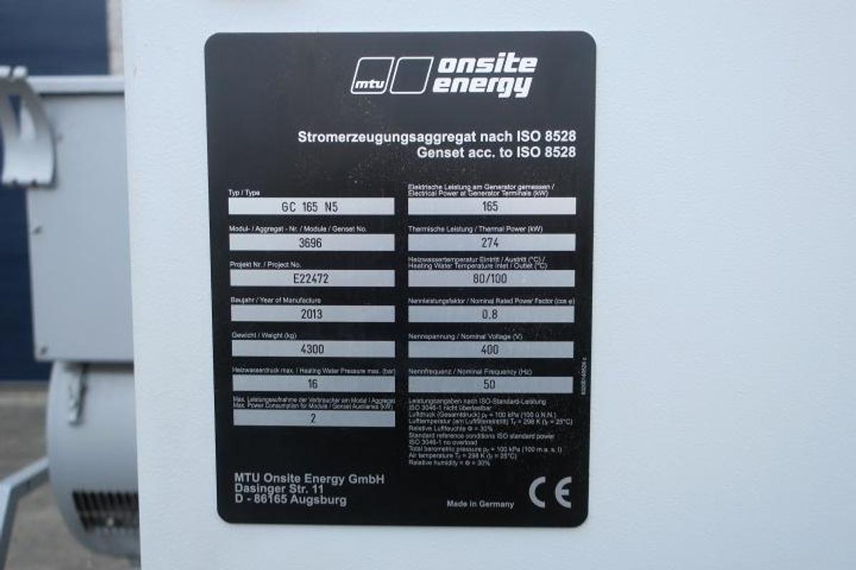 Used 2013 MTU GC165N5