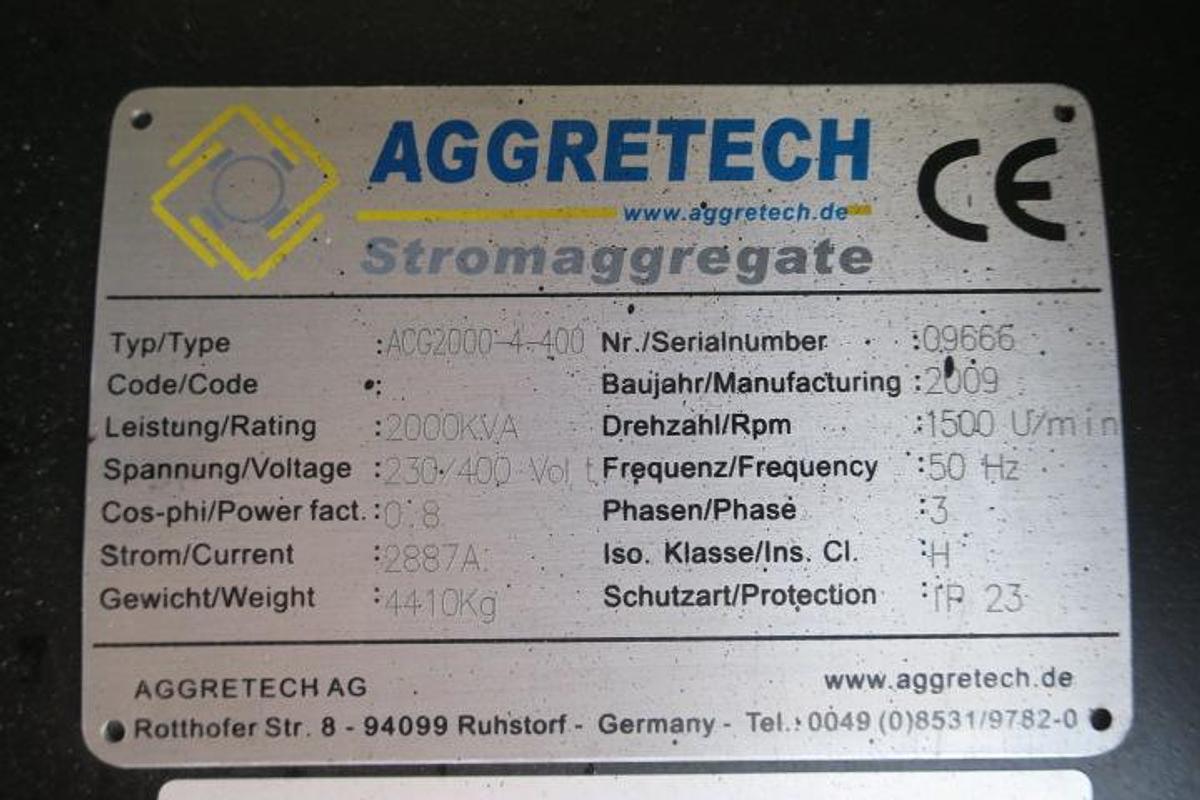 Used 2009 MTU 12V4000 - 2000 KVA