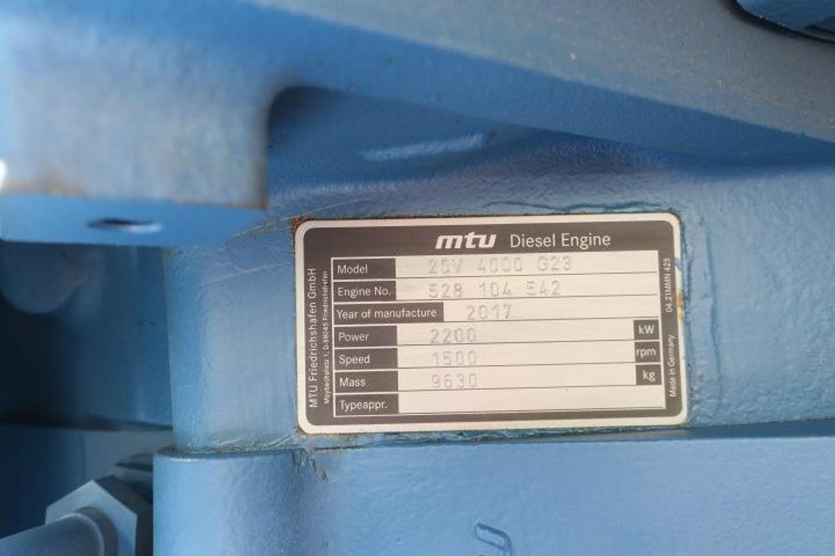 Used 2017 MTU 20V4000G23 - 2500 KVA