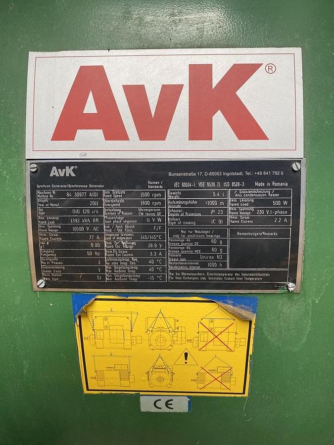 Used 2012 MWM TCG2020V12 - 1200 KWe
