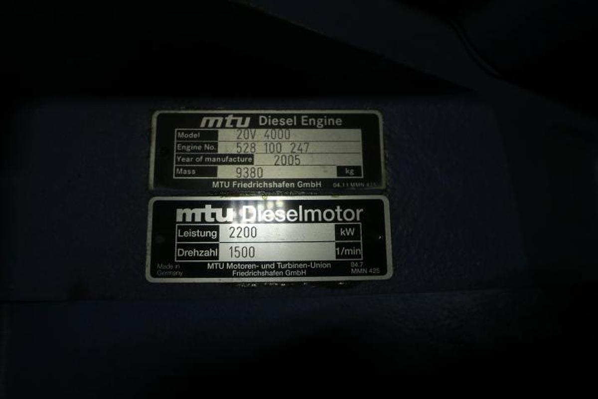 Used 2005 MTU 20V4000 - 2500 KVA