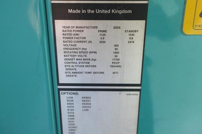 Used 2004 Cummins KTA50G8 - 1500/1675 KVA