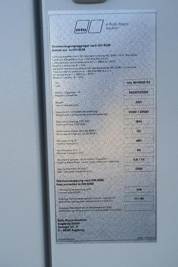 Unused 2021 MTU 16V4000 L64FNER - 1934 KWe