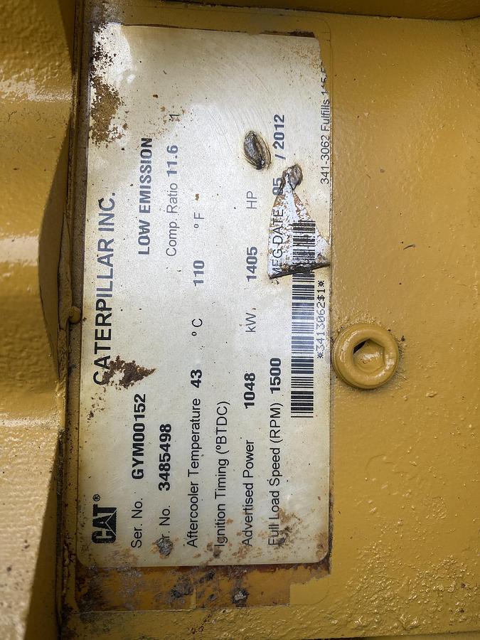 Used 2012 Caterpillar G3512E - 1000 KWe