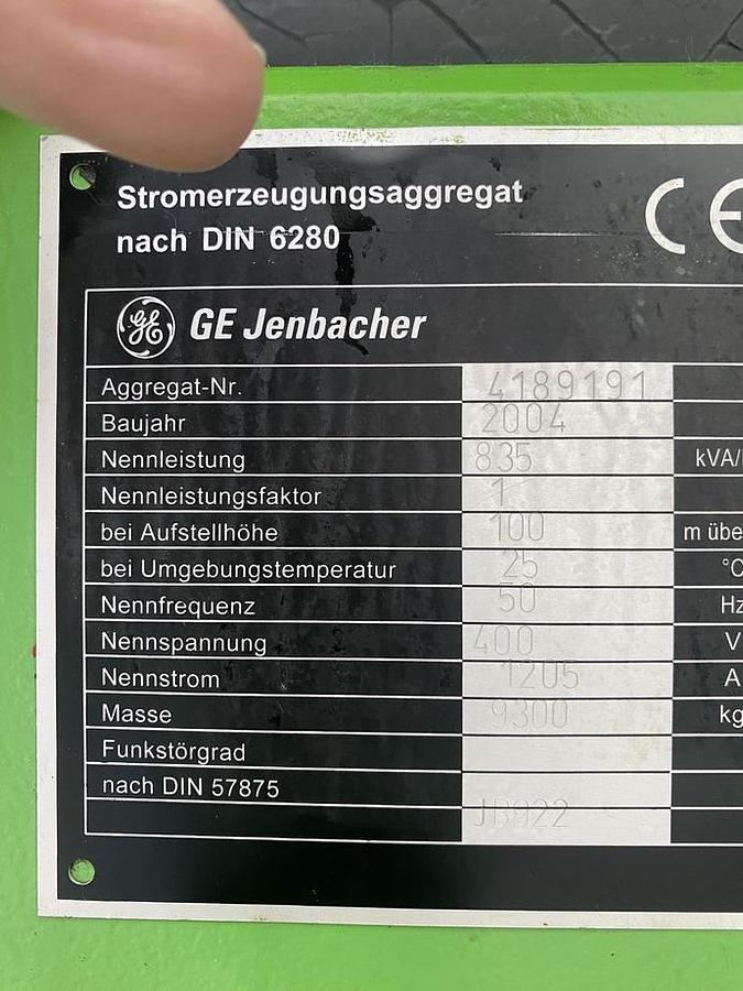 Used 2004 Jenbacher J316 - 835 KWe
