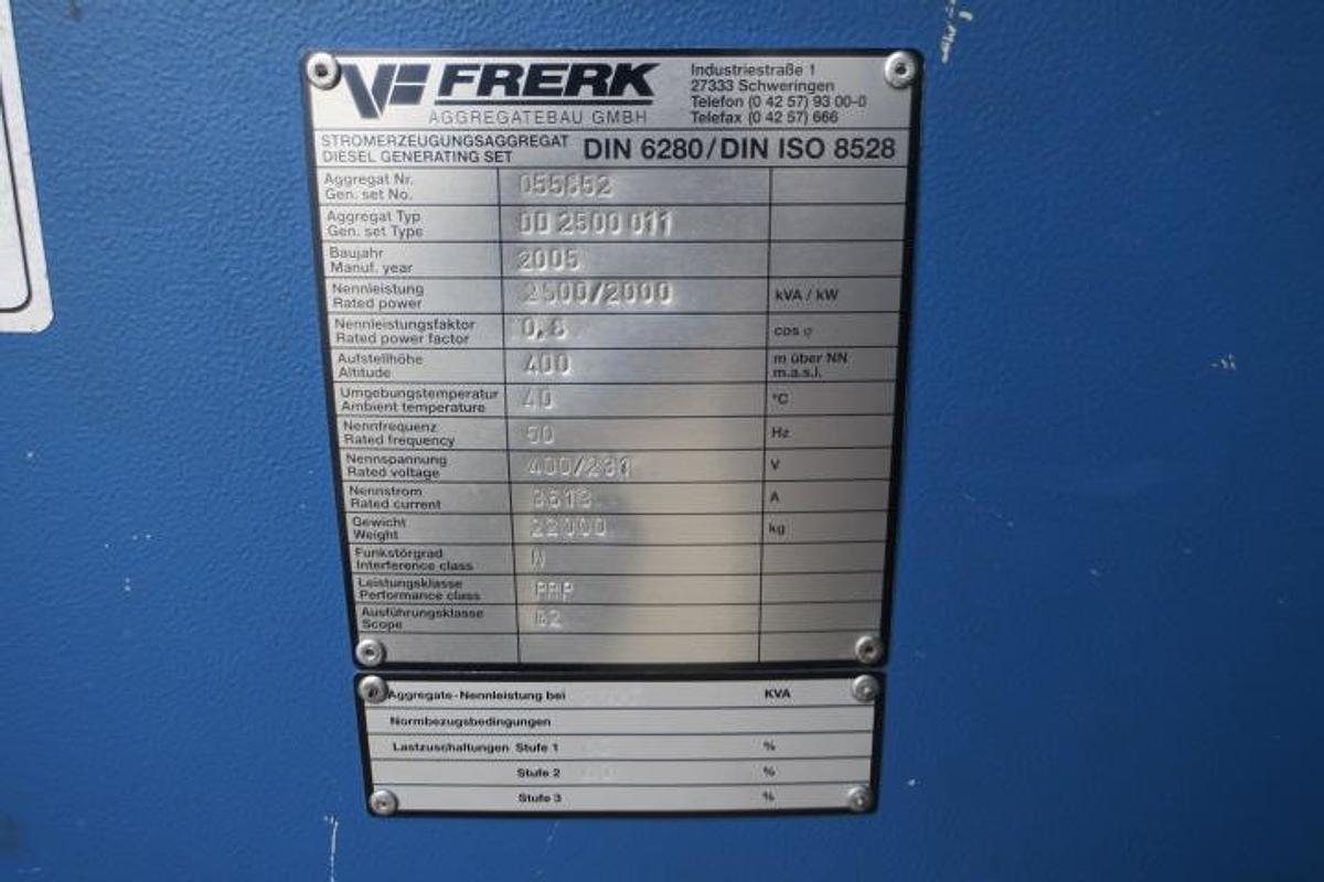 Used 2005 MTU 20V4000 - 2500 KVA