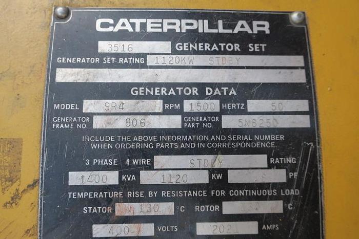Used Caterpillar 3516 - 1400/1540 KVA