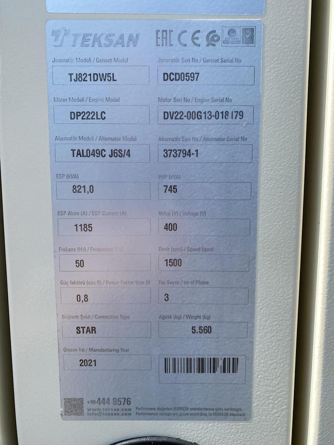 Used 2021 Doosan TJ821DW5L - 745/821 KVA