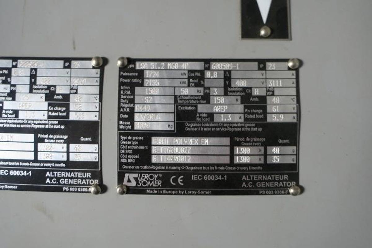 Used 2017 MTU 12V4000G63 - 2000 KVA