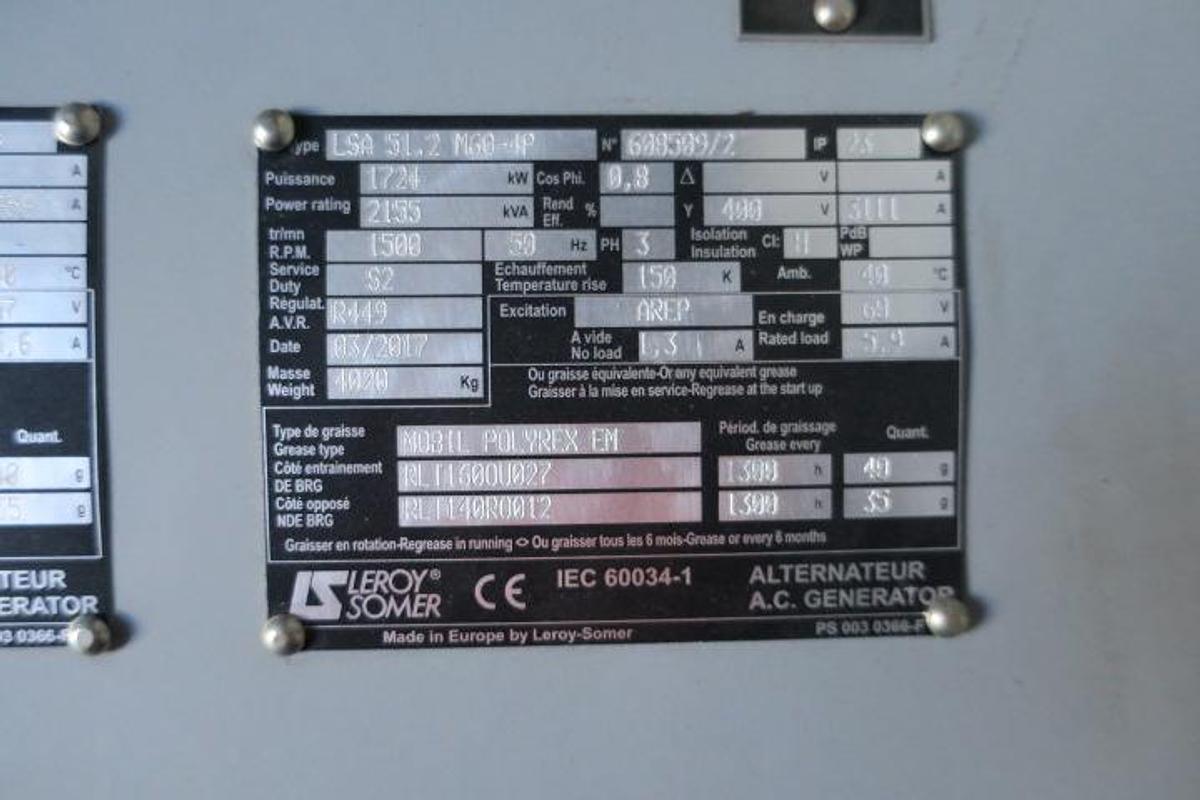 Used 2017 MTU 12V4000G63 - 2000 KVA