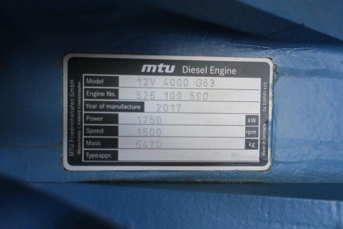 Used 2017 MTU 12V4000G63 - 2000 KVA