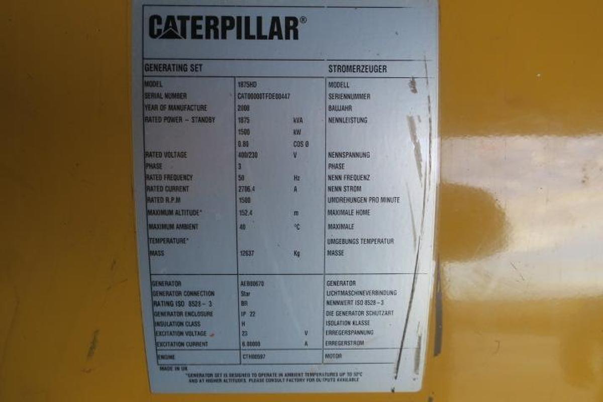 Used 2008 Caterpillar 3512B-HD - 1875/2060 KVA