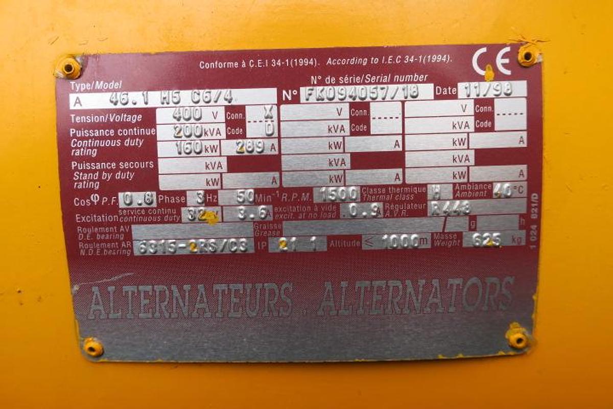 Used 1998 Volvo TD1010G -200/220 KVA