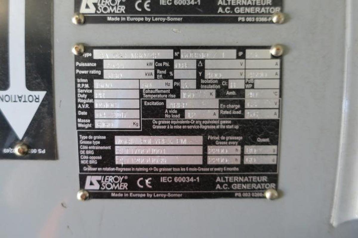 Used 2017 MTU 20V4000G23 - 2500 KVA