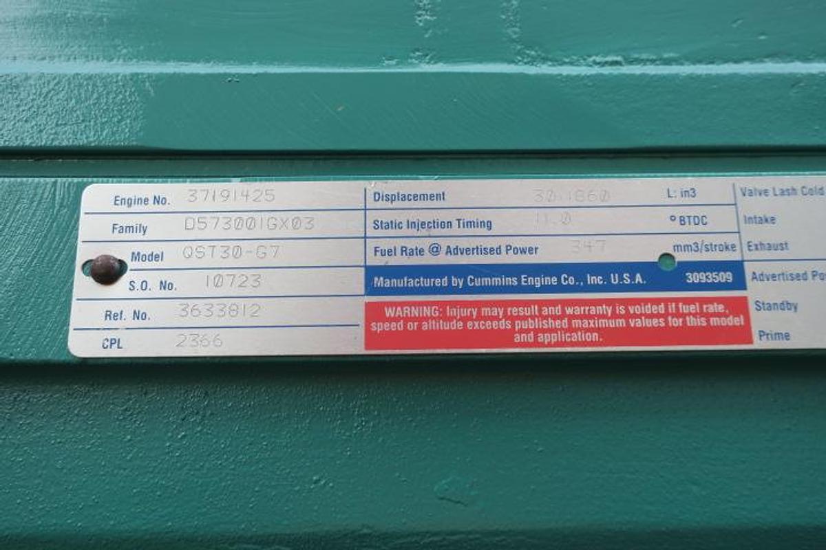 Used 2001 Cummins QST30-G7 - 810/900 KVA