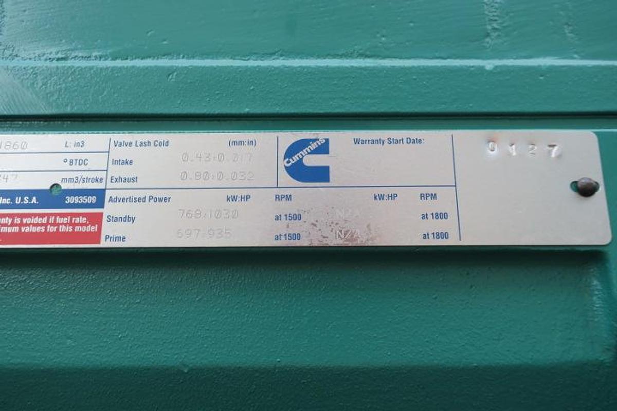 Used 2001 Cummins QST30-G7 - 810/900 KVA