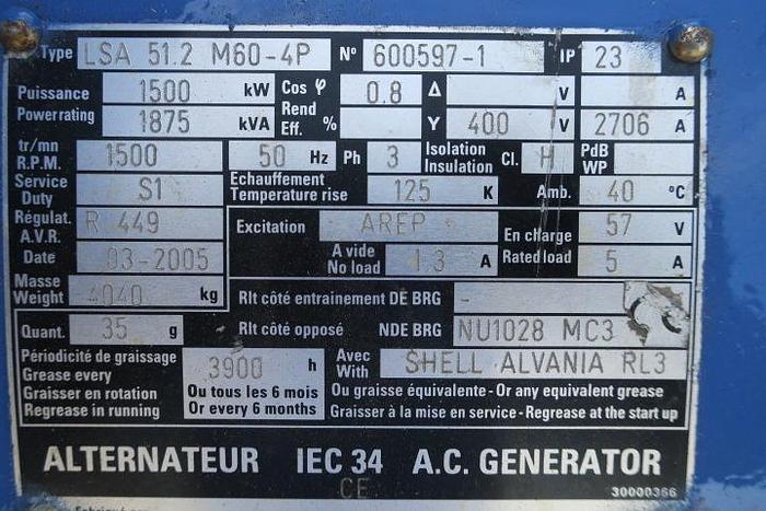 Used 2005 MTU 16V4000 - 1875/2062 KVA