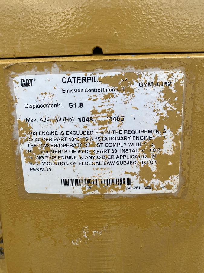Used 2012 Caterpillar G3512E - 1000 KWe