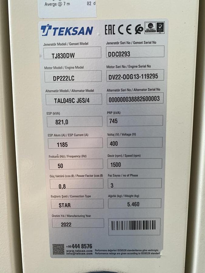 Used 2022 Doosan TJ830DW - 745/821 KVA