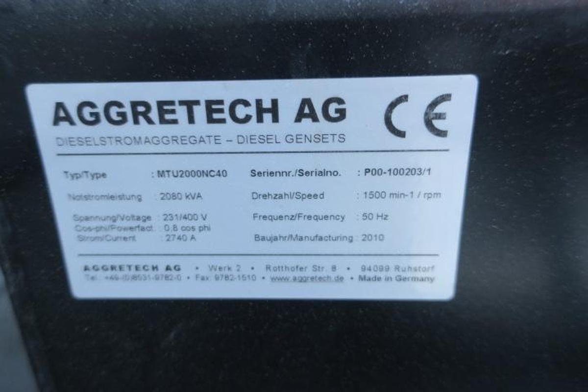 Used 2009 MTU 12V4000 - 2000 KVA