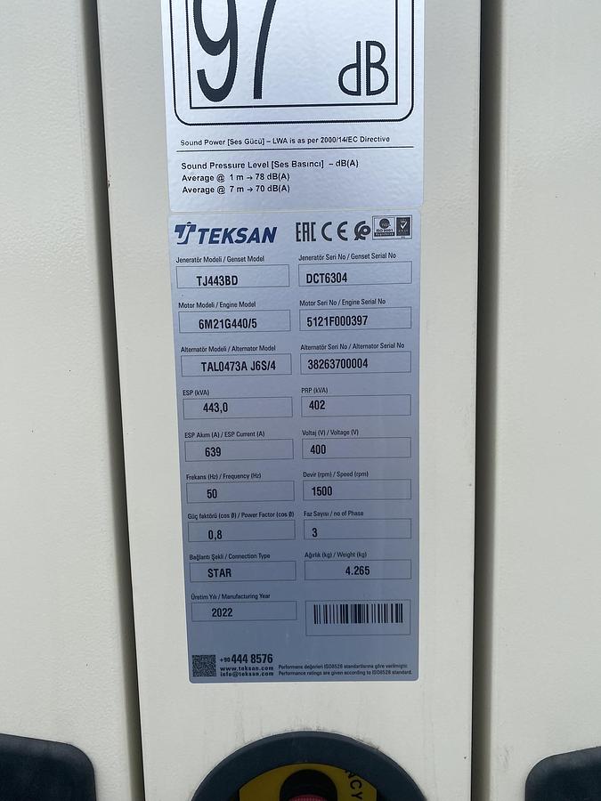Used 2022 Baudouin TJ443BD - 402/443 KVA