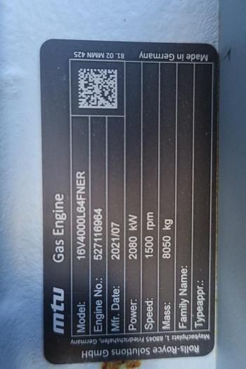 Unused 2021 MTU 16V4000 L64FNER - 1934 KWe