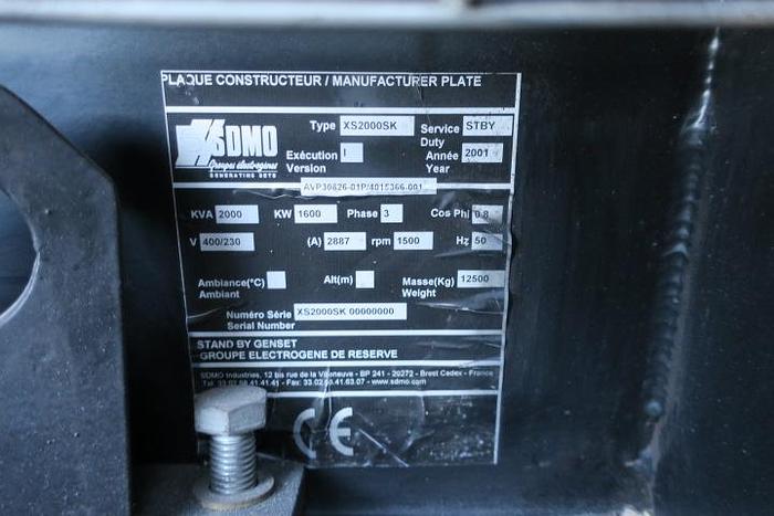 Used 2001 MTU 16V4000 - 2000/2250 KVA